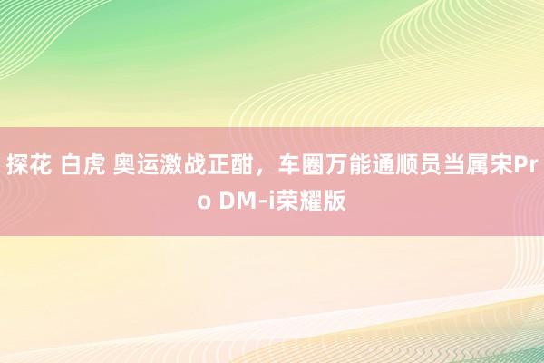 探花 白虎 奥运激战正酣，车圈万能通顺员当属宋Pro DM-i荣耀版