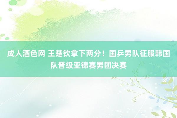 成人酒色网 王楚钦拿下两分！国乒男队征服韩国队晋级亚锦赛男团决赛