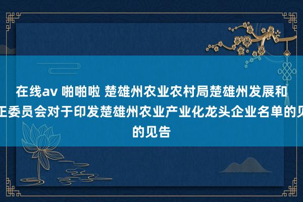 在线av 啪啪啦 楚雄州农业农村局楚雄州发展和纠正委员会对于印发楚雄州农业产业化龙头企业名单的见告