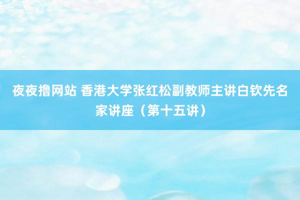 夜夜撸网站 香港大学张红松副教师主讲白钦先名家讲座（第十五讲）